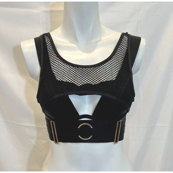 SOLD Rare Honey Birdette Fishnet Bra Gold Accent - 32A - Picture 2 of 9